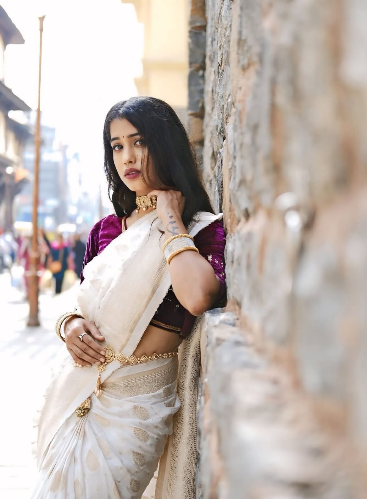 Bride in elegant saree